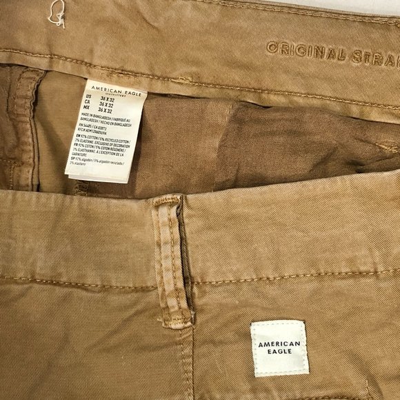 American Eagle Mens Size 40x36 Tan Khakis Cotton Original Straight Flex Jeans - Picture 4 of 7